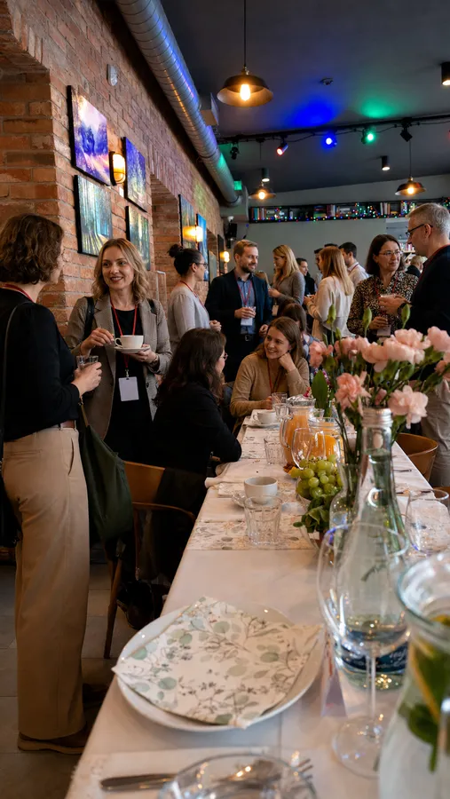 Uczestnicy networkingu Konferencji Tłumaczy w klubokawiarni Jaś i Małgosia